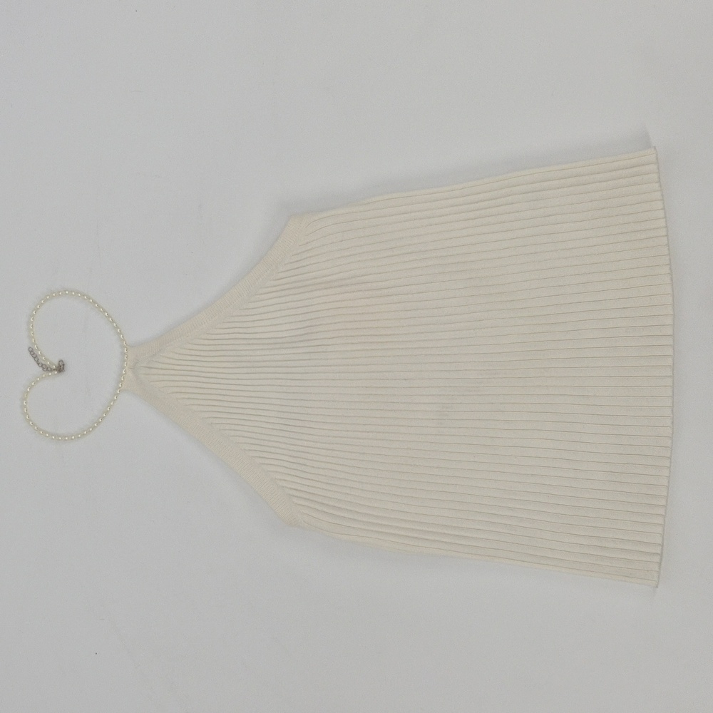 Line & Dot Cream‎ Ribbed Camisole - Picture 6 of 8